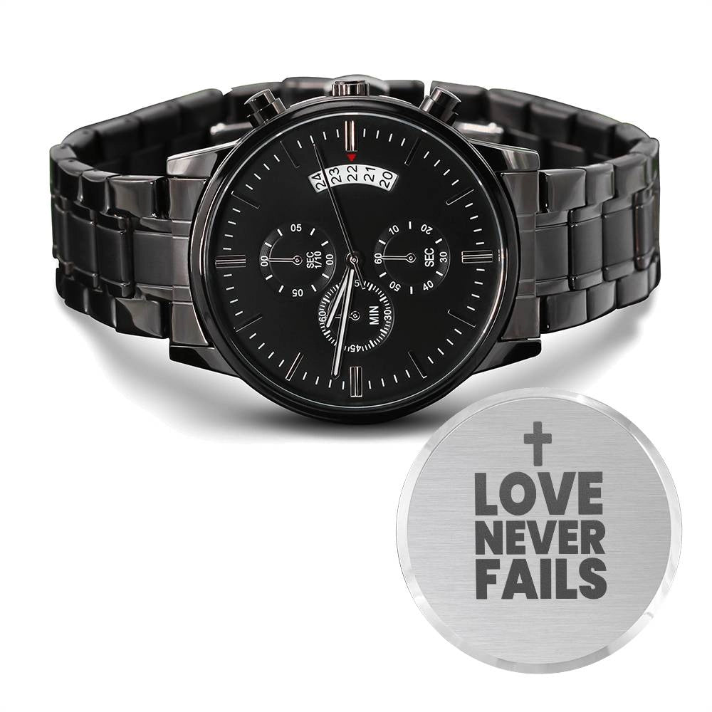 Love Never Fails verse of salvation men's watch