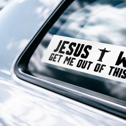 Christian Bumper Sticker Funny Jesus Saves on window