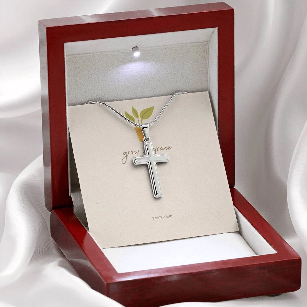 Grow in Grace Cross Faith Necklace in LED display box