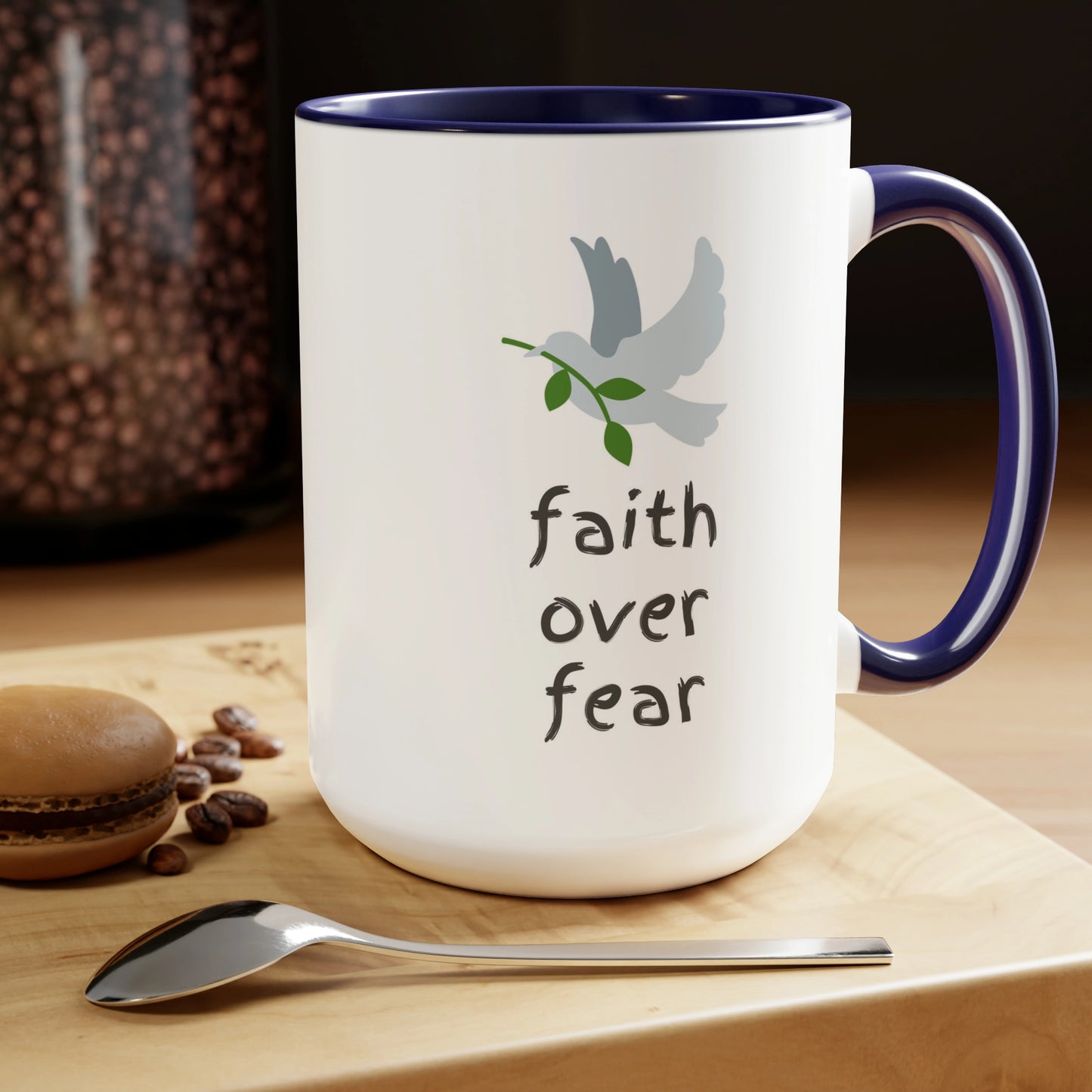 Faith Over Fear mug blue