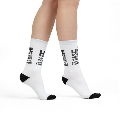 Woman wearing Funny Christian Bible Socks - Life Socks