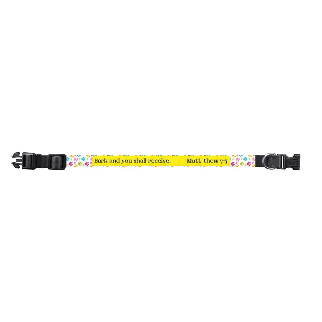 Funny Christian Dog Collar ✞ Bark and You Shall Receive. Mutt-thew 7:7