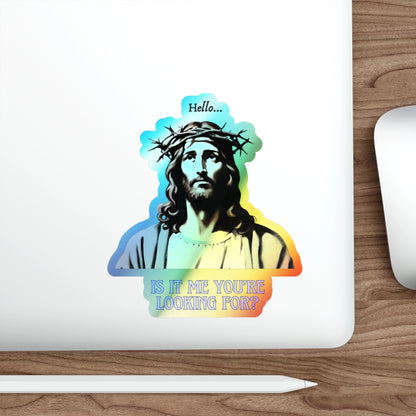 Funnt Jesus stickers Is It Me on closed laptop