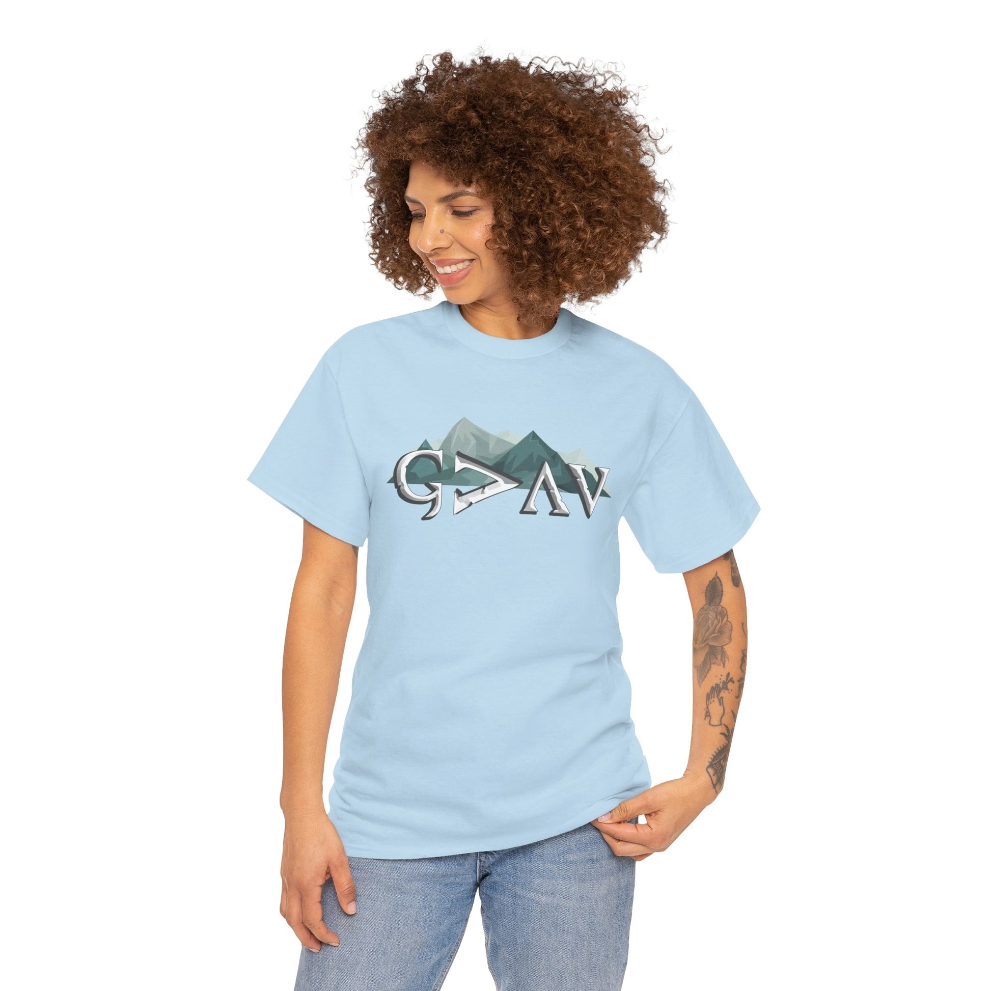 God is Greater Than Ups and Downs t-shirt - light blue