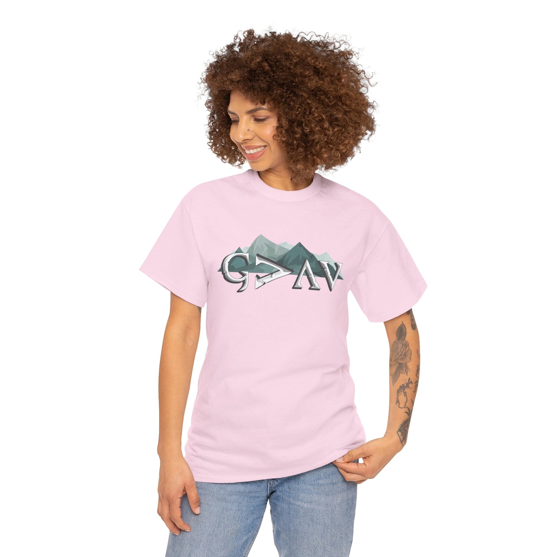 God is Greater Than Ups and Downs t-shirt - pink