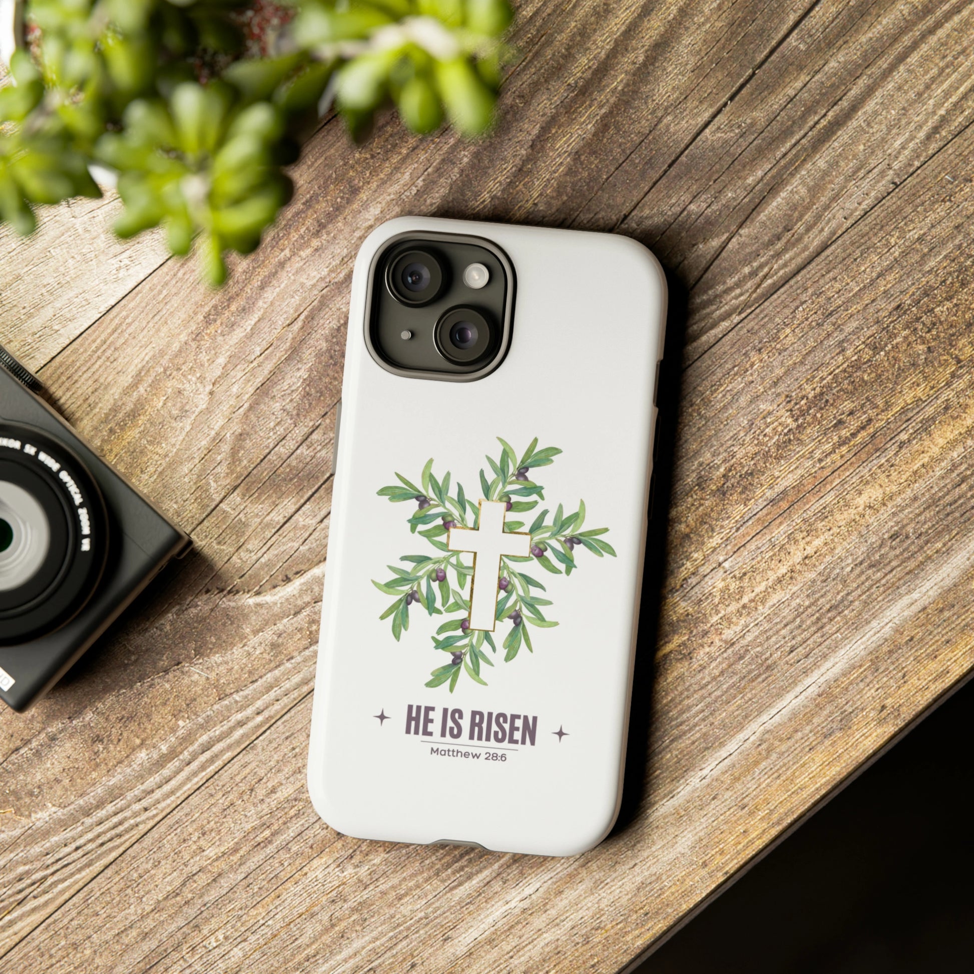 He is Risen Phone Case on table