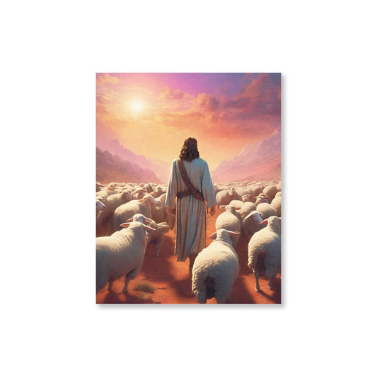 Jesus Christ tends his flock canvas art