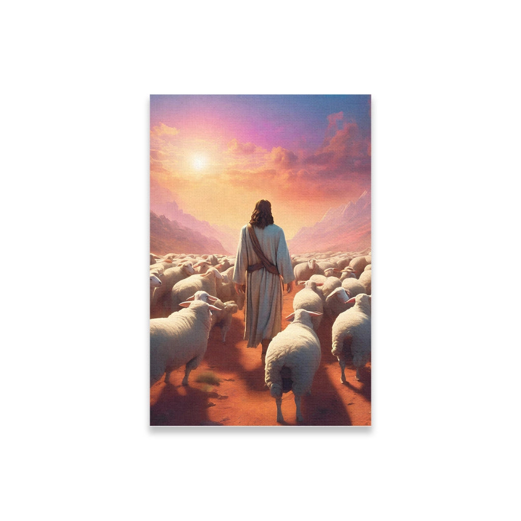 Jesus Christ tends his flock canvas art