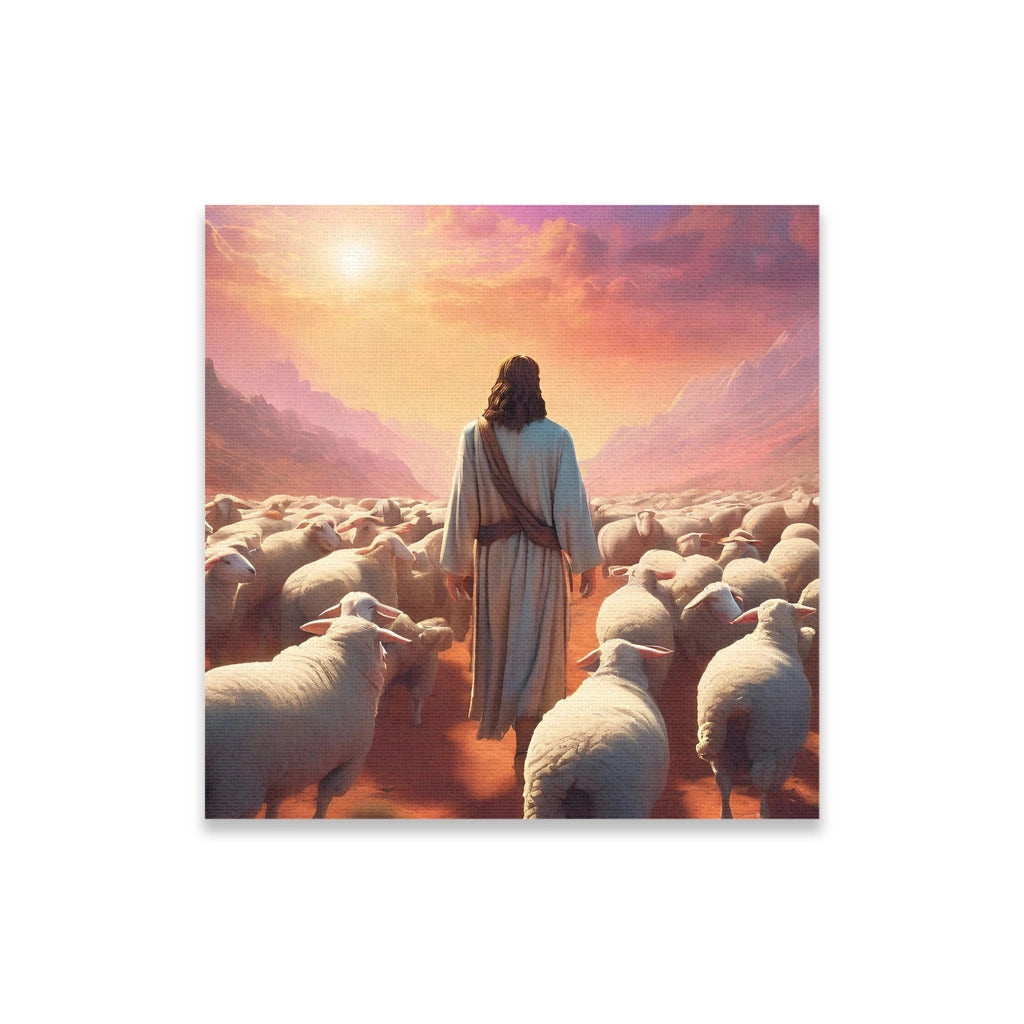 Jesus Christ tends his flock canvas art