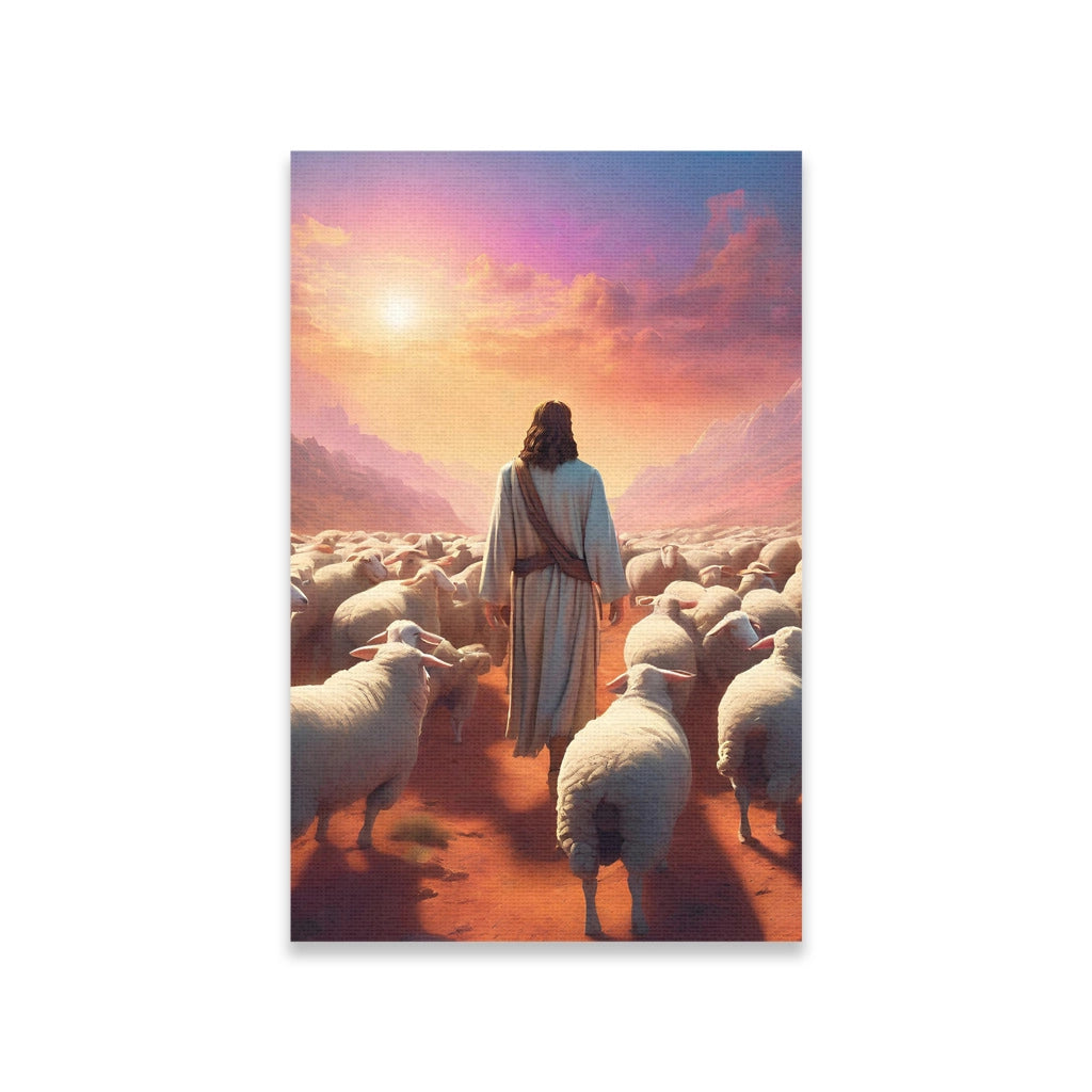 Jesus Christ tends his flock canvas art