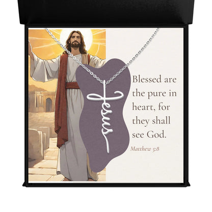 Jesus necklace with Matthew bible verse