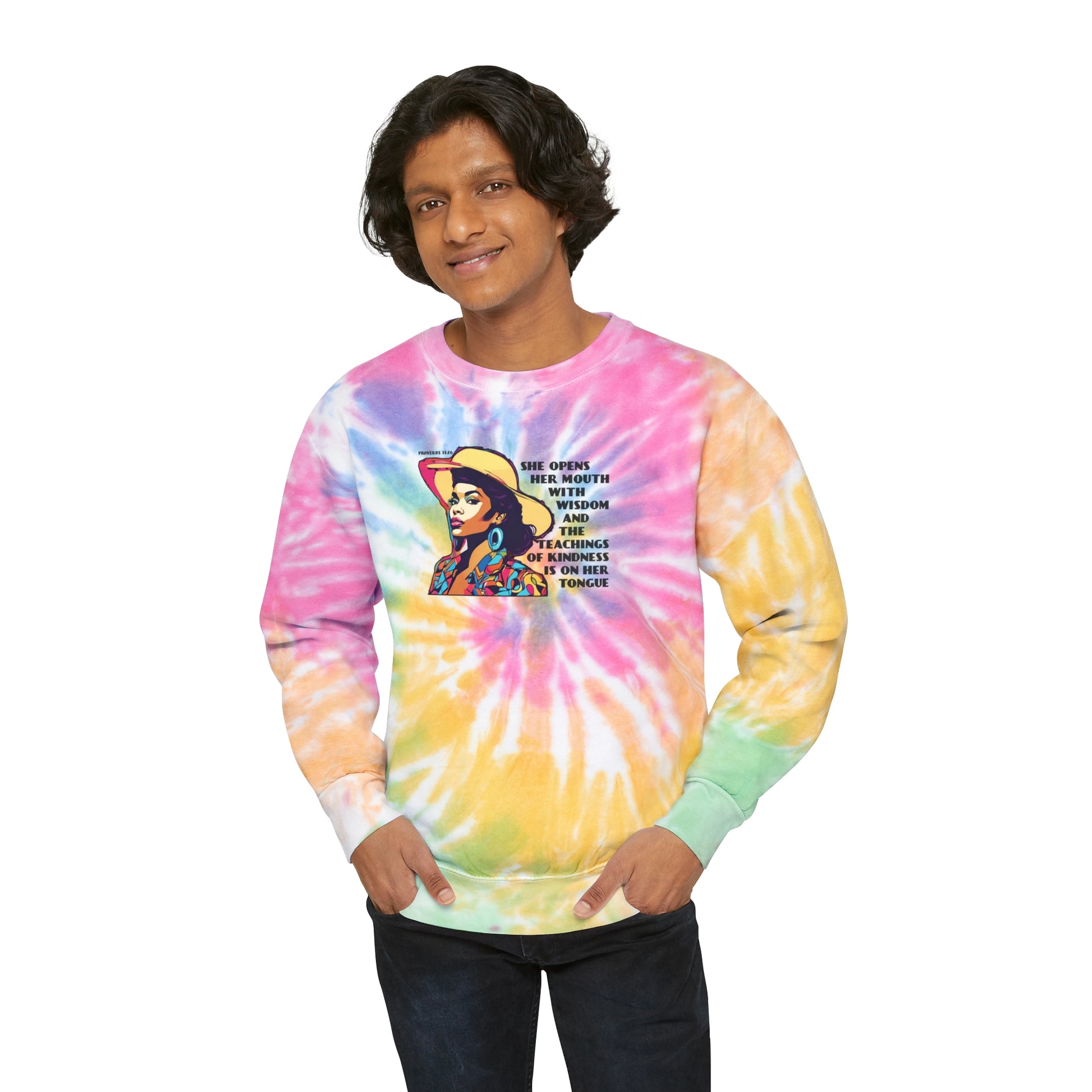 Proverbs tie-dye sweatshirt