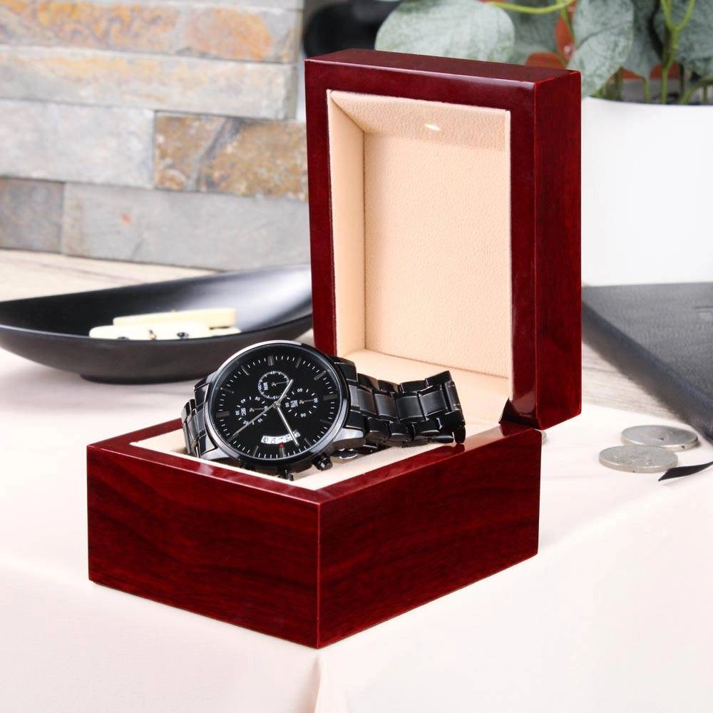 Love Never Fails verse of salvation men's watch in gift box