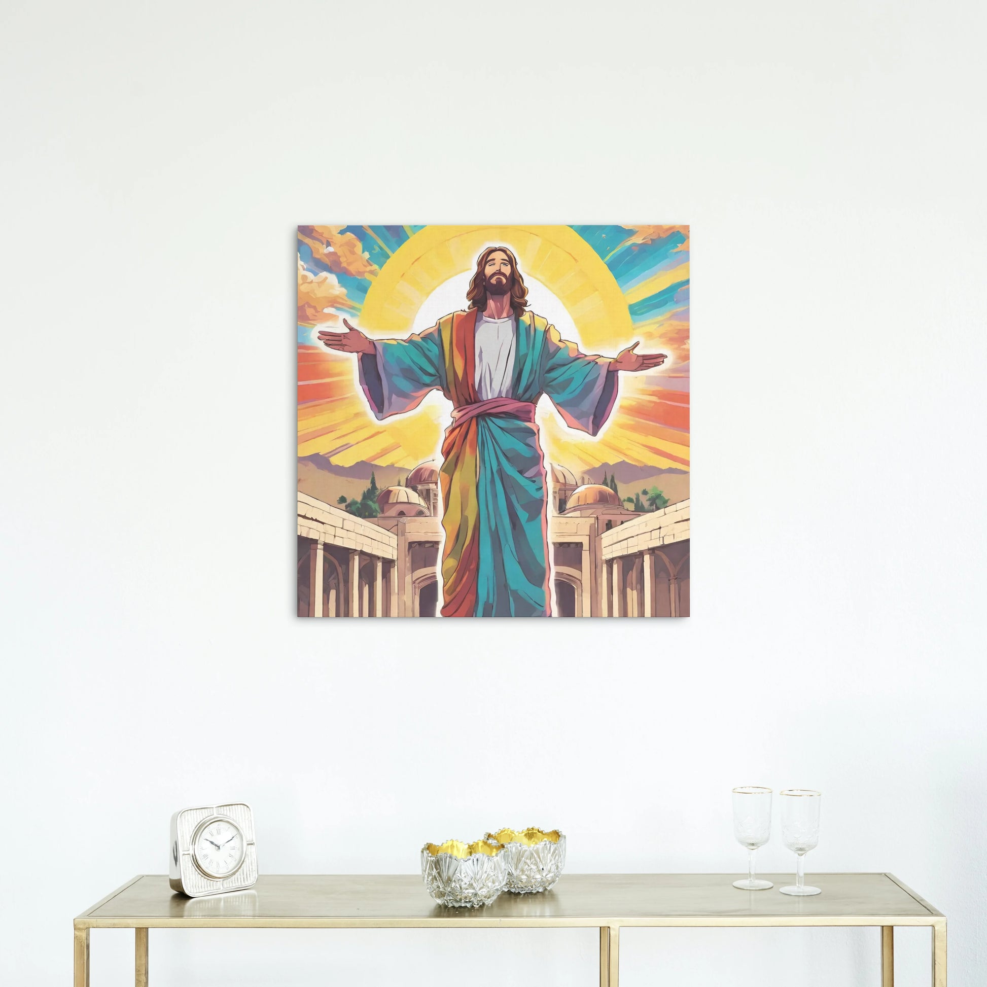 Jesus at the Temple Mount colorful art